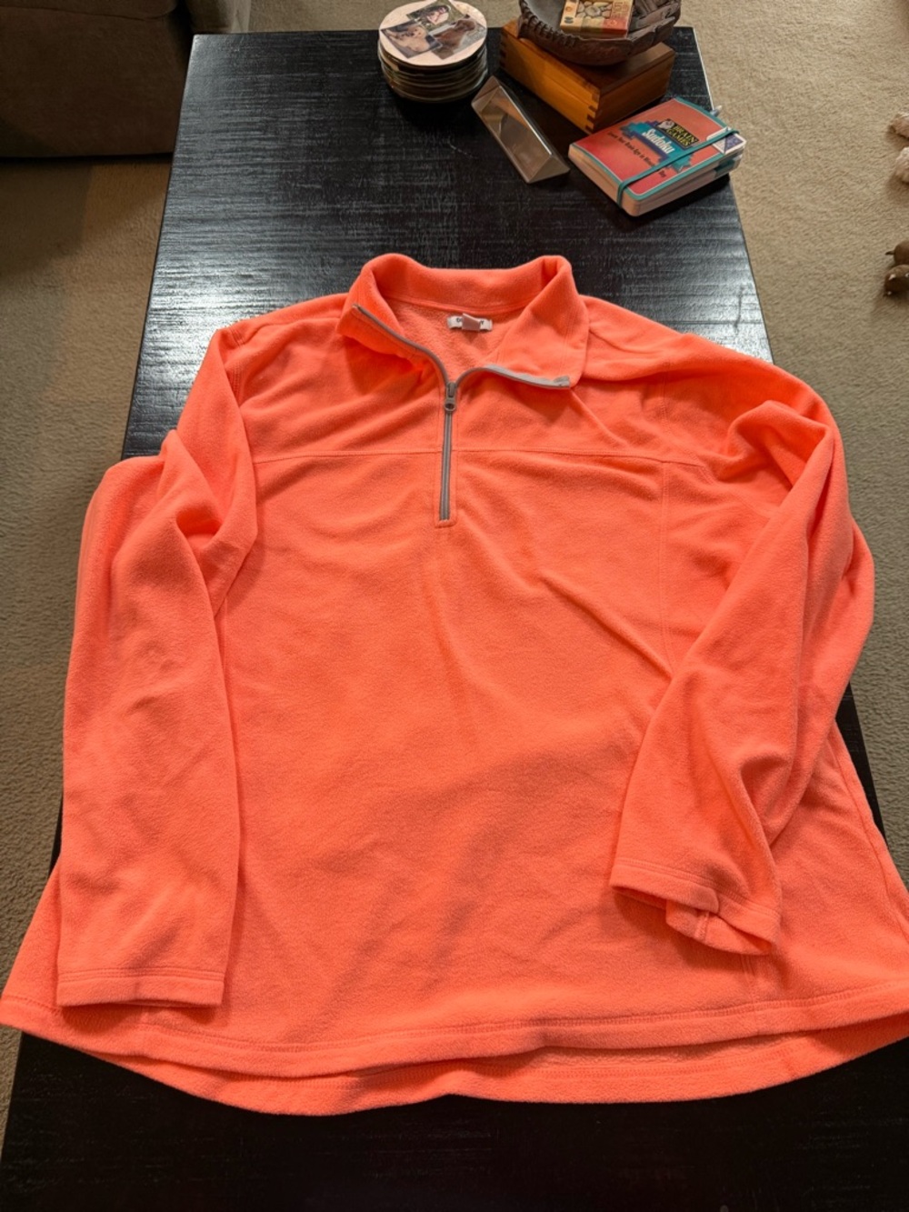 Old Navy Neon Orange Half-Zip Fleece Pullover